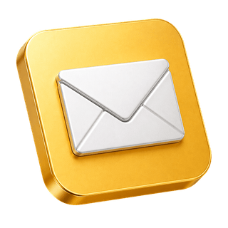 En la página de contacto, icono 3D decorativo de un sobre de correo